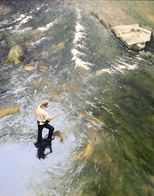 Gary Dagnan, Painting, #Trout fishing, #smoky mountains