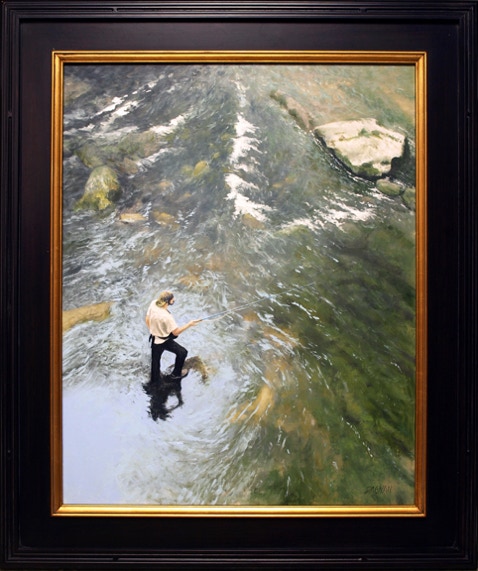 Painting of trout fishing in Smoky Mountains National Park