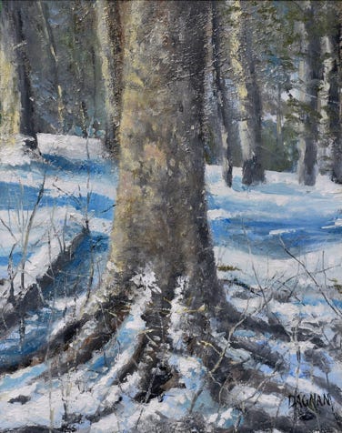Painting of tree in Snow