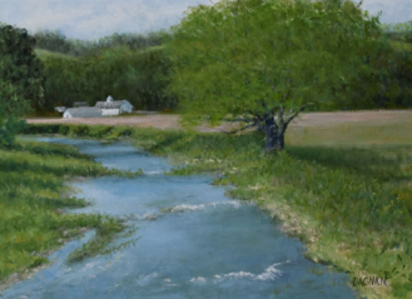 Oil Landscape painting of Middle Creek in Sevier County Tennessee by Gary Dagnan