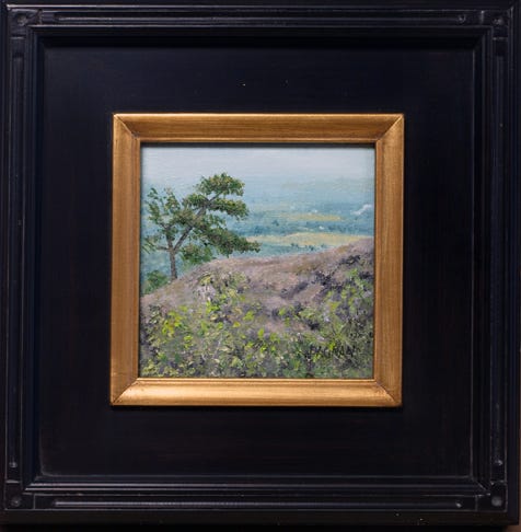 Painting of view from tain with rocky outcrop